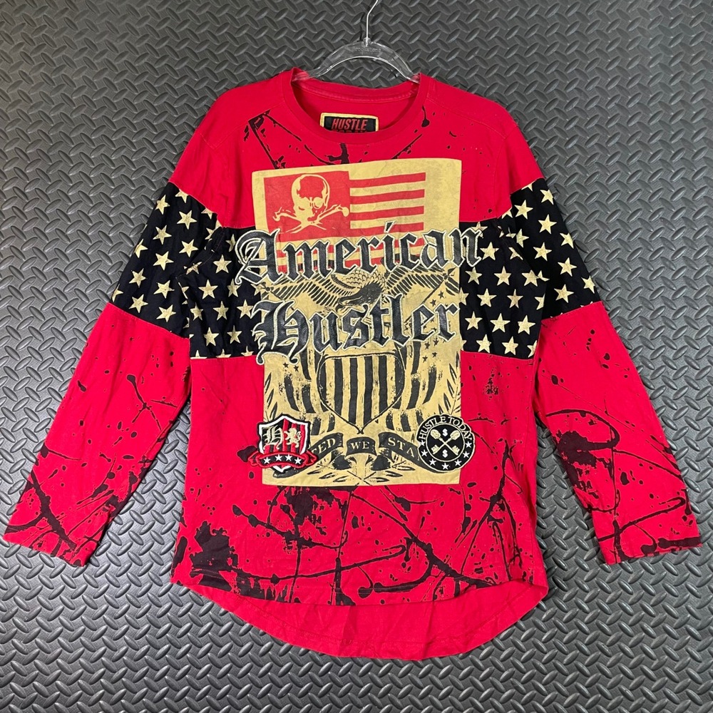 Smith & Graham Hustle‎ Today American Hustler Graphic Long Sleeve T-Shirt Men XL